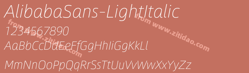 AlibabaSans-LightItalic字体预览