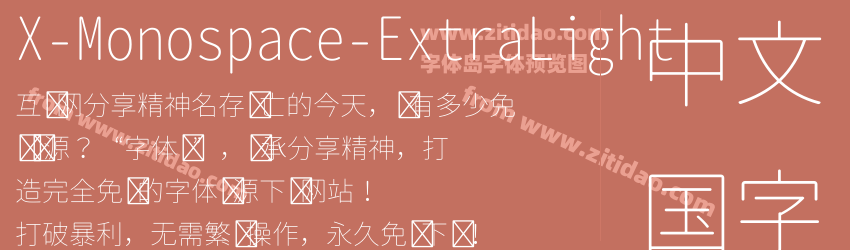 X-Monospace-ExtraLight字体预览