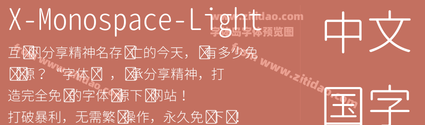X-Monospace-Light字体预览