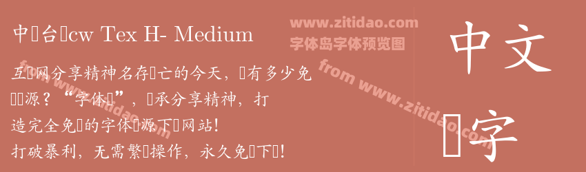 中国台湾cw Tex H- Medium字体预览