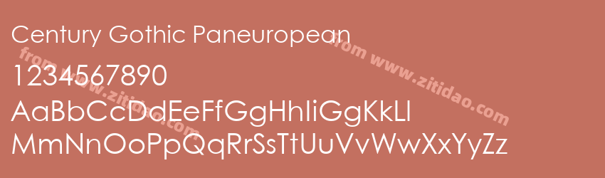 Century Gothic Paneuropean字体预览