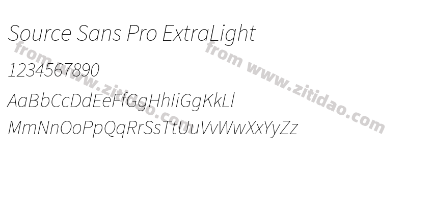 Source Sans Pro ExtraLight字体预览