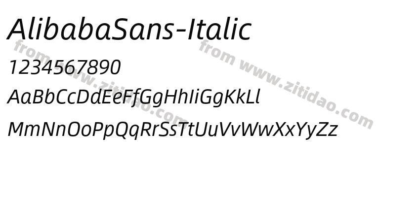 AlibabaSans-Italic字体预览