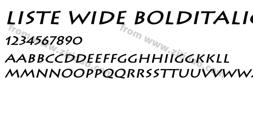 Liste Wide BoldItalic字体预览
