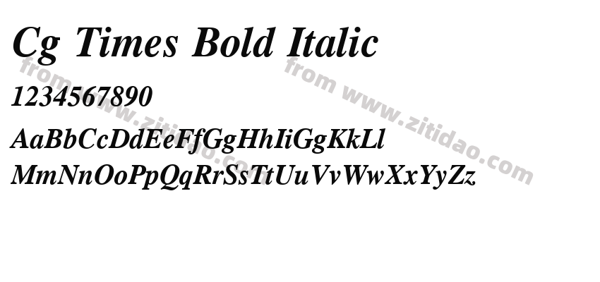 Cg Times Bold Italic字体预览