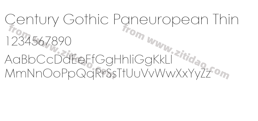 Century Gothic Paneuropean Thin字体预览