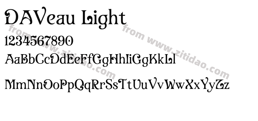 DAVeau Light字体预览