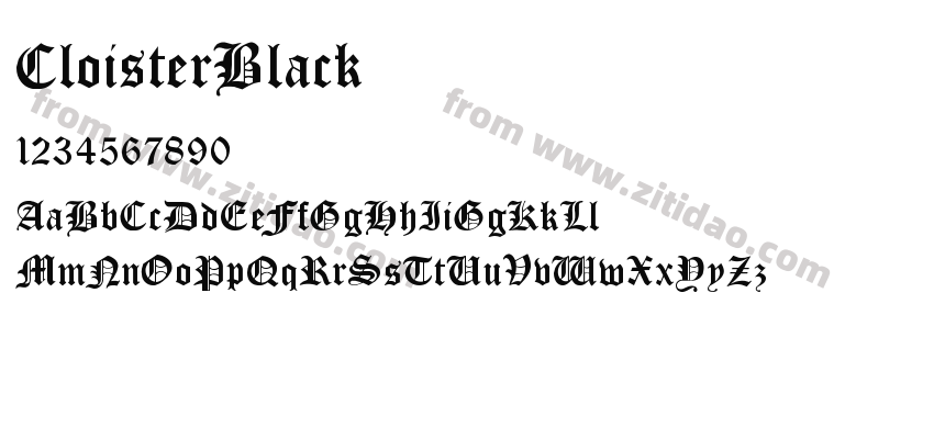 CloisterBlack字体预览