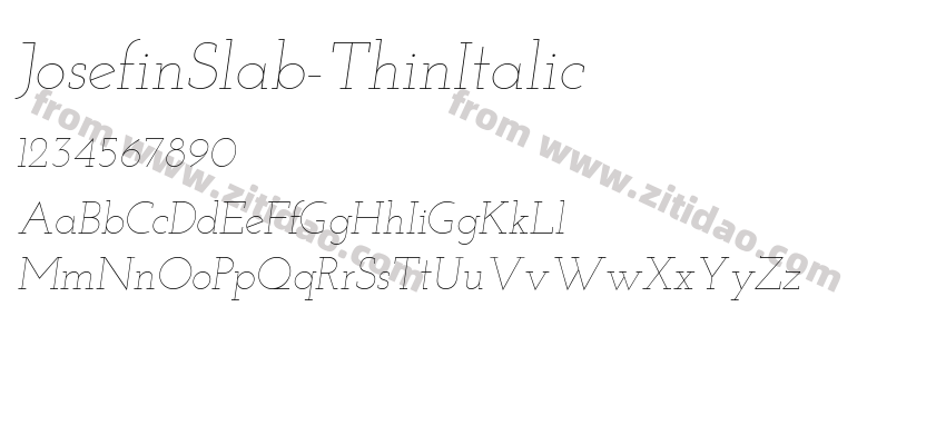 JosefinSlab-ThinItalic字体预览