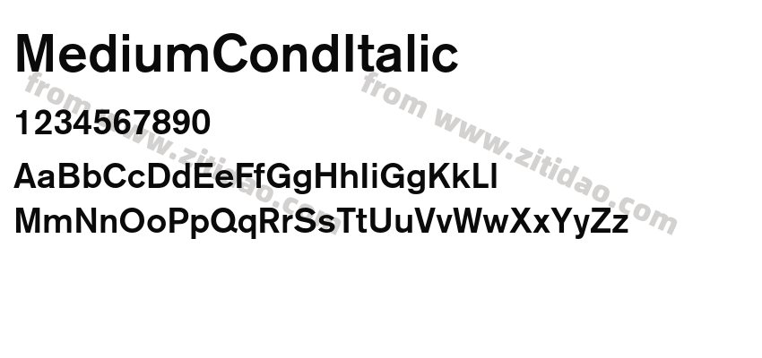 MediumCondItalic字体预览