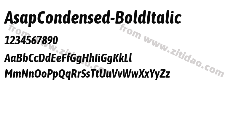 AsapCondensed-BoldItalic字体预览